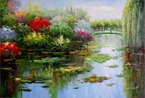 Claude Monet Garden at Giverny Repro 19, Hand Painted Oil Painting ...