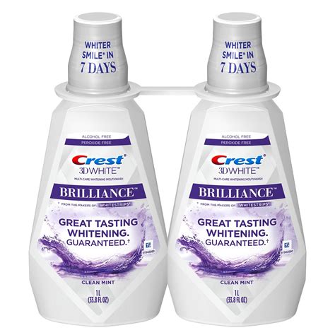 Crest 3D White Brilliance Alcohol Free Whitening Mouthwash, Clean Mint ...