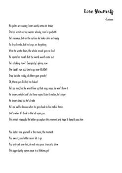 Lose yourself Lyrics- Clean by The Aussie English Teacher | TPT