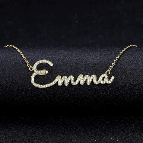 Diamond Emma Name NecklacePersonalized Custom Bling | Etsy