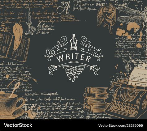 Banner on a writers theme with place for text Vector Image