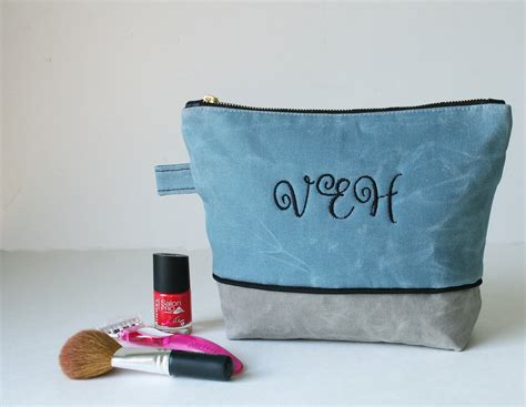 Monogrammed Toiletry Bag for Women Personalized Waxed Canvas | Etsy