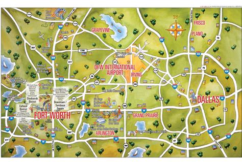 Dallas and Fort Worth tourist map - Ontheworldmap.com