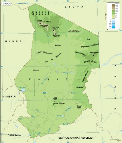 Chad physical map. EPS Illustrator Map | Our cartographers have made ...