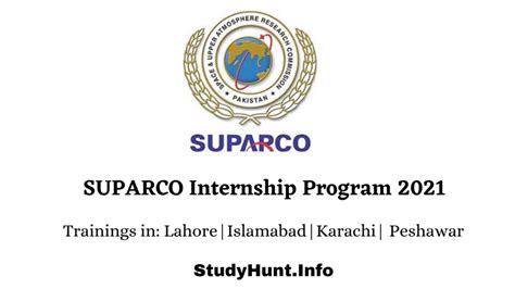 SUPARCO Internship Program - StudyHunt