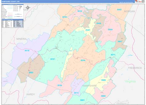 Hampshire County, WV Wall Map Color Cast Style