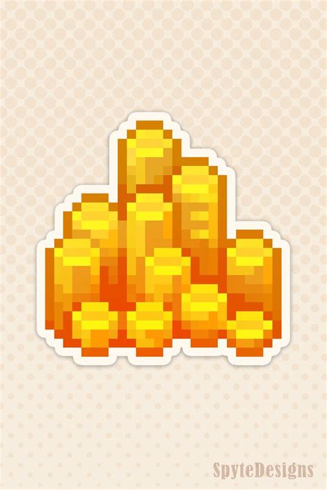 Gold Coin Stack Sticker by SpyteDesigns | Pixel art 32x32, Pixel art ...