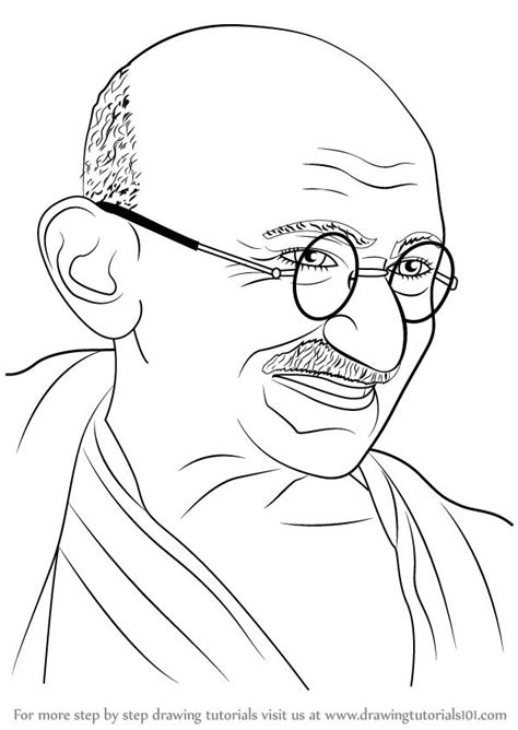 line art of mahatma gandhi - vansyearofthepig