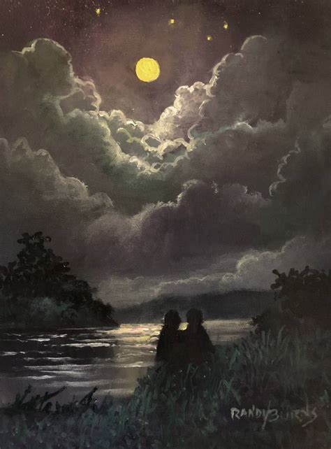 Lovers And Moonlight Painting by Rand Burns | Saatchi Art