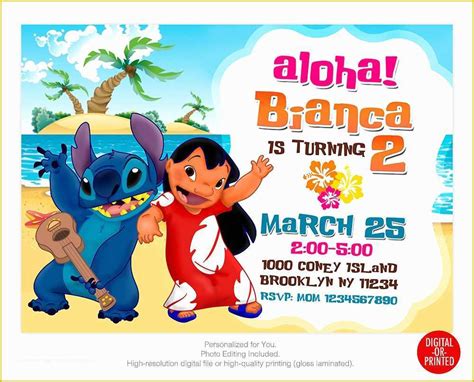 Free Lilo and Stitch Invitation Template Of Lilo and Stitch Stitch Invitations Lilo and Stitch ...