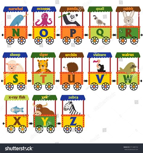 Train Alphabet Animals N Z Vector Stock Vector (Royalty Free) 571488154 ...