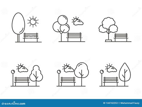 Set of Park Icon with Outline Design. Park Vector Illustration Stock Vector - Illustration of ...