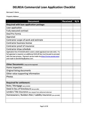 Commercial Loan Application Checklist - Fill and Sign Printable ...