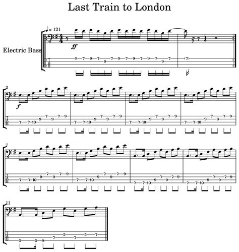 Last Train to London - Sheet music for Electric Bass