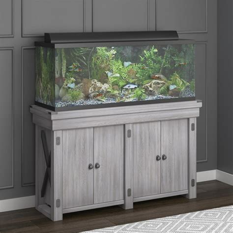 Flipper Wildwood 55 Gallon Aquarium Stand, Rustic White - Walmart.com ...