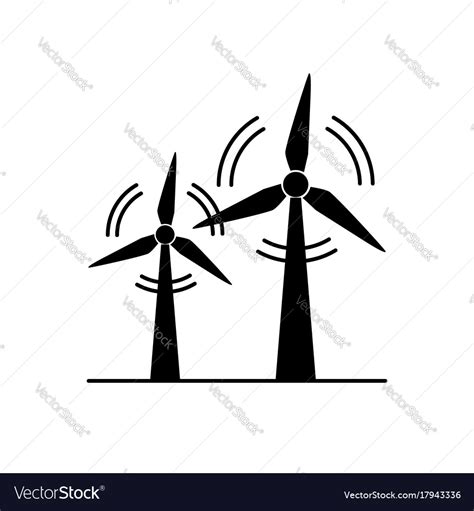 Wind turbine silhouette icon in flat style Vector Image