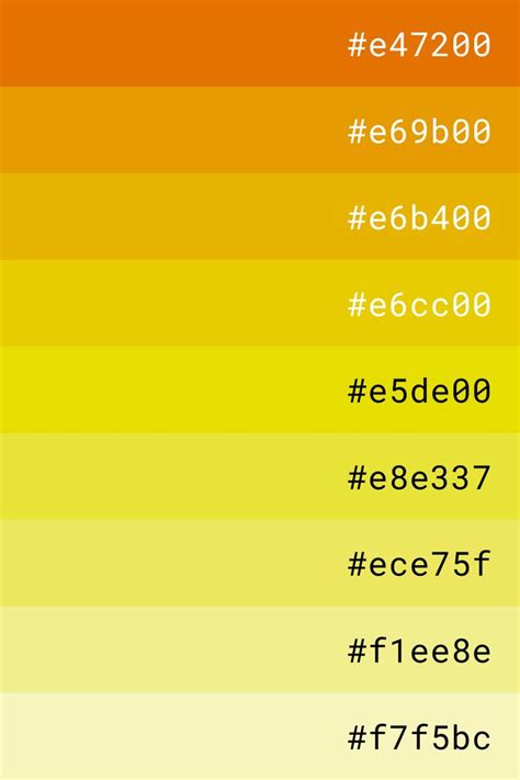Yellow color palette | Hex color palette, Color palette yellow, Color ...