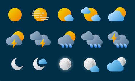 Vector illustration of weather condition forecast icon set. Suitable for weather widget ...