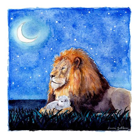 Lion and the Lamb Watercolor Painting Baby Nursery Wall Art - Etsy | Christian paintings, Fine ...