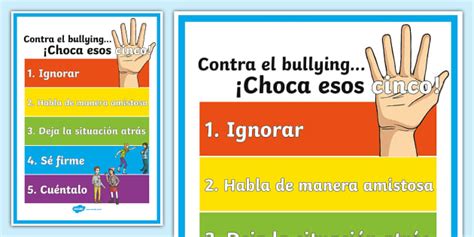 Cartel: Contra el bullying ¡Choca esos cinco! - Twinkl