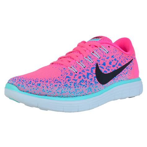 NIKE WOMENS FREE RN DISTANCE RUNNING SHOES HYPER PINK BLACK BLUE GLOW ...