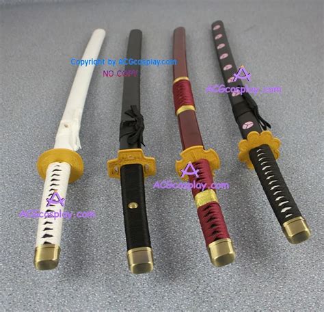 One Piece Roronoa Zoro 4 sets swords cosplay props High Quality WOOD ...