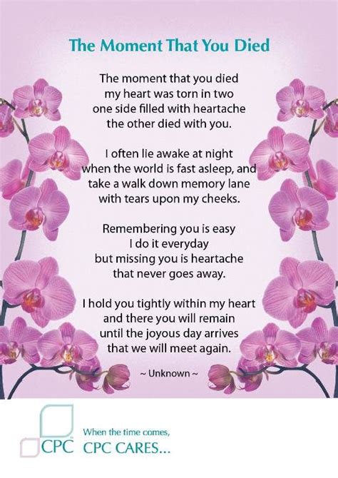 The moment that you died - Pet bereavement poem | Mom in heaven quotes ...