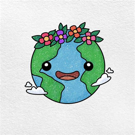 How To Draw Cute Earth Happy Earth Day Easy Drawing S - vrogue.co