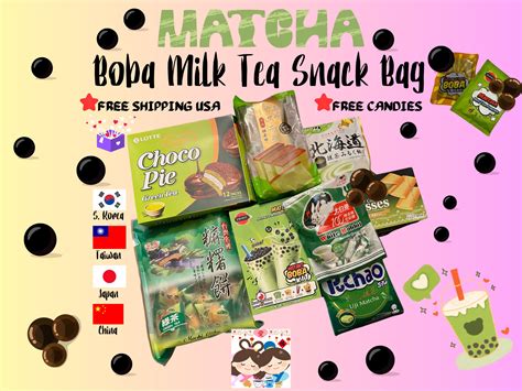 Matcha Bubble Boba Milk Tea Drink/ Matcha Snack Mix/ 12 Pcs/ - Etsy