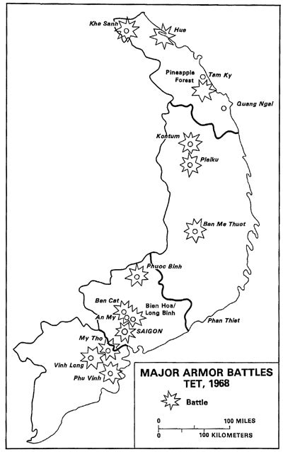 Map Depicting the Tet Offensive