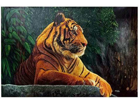 Royal Bengal Tiger | Oil Painting on Canvas | Arun Kumar | Exotic India Art