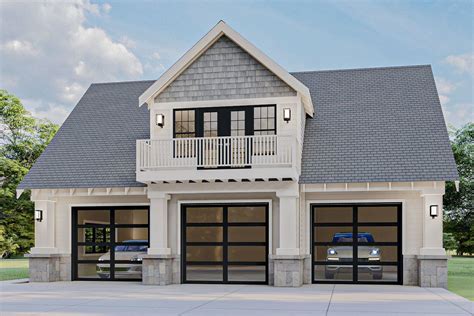 Plan 62335DJ: 3-Car Garage with Apartment and Deck Above in 2021 | Carriage house plans, Garage ...