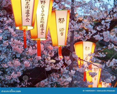 Sakura Festival in Spring in Tokyo Stock Photo - Image of lanterns, asian: 140092604