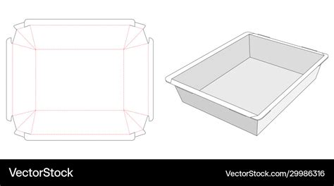 Foldable food container tray die cut template Vector Image