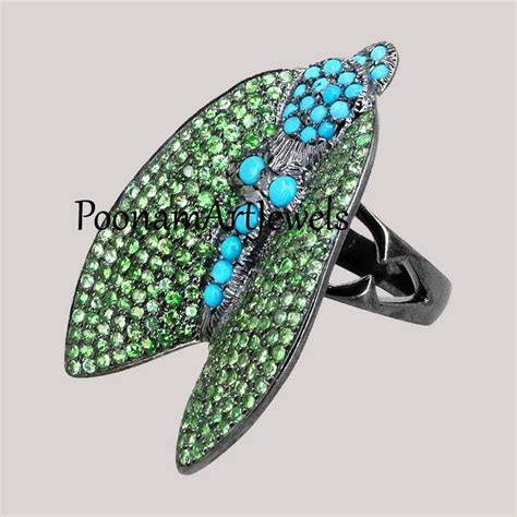 Tsavorite Ring Natural Tsavorite Turquoise Ring Solid 925 - Etsy