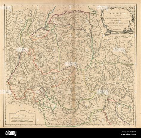 "Duché de Savoye…" Duchy of Savoie. Aosta & French Alps. VAUGONDY 1751 old map Stock Photo - Alamy