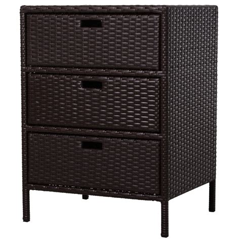 Outsunny 32" Poolside Rattan Wicker Patio Organizer Storage Cabinet ...