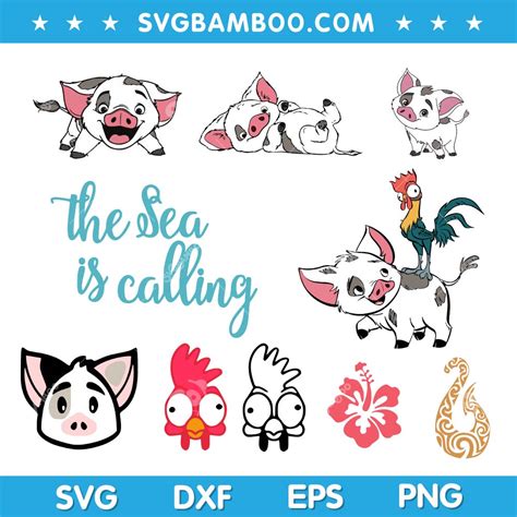 Moana Pua SVG Bundle, Pua And Hei Hei SVG Bundle, Disney