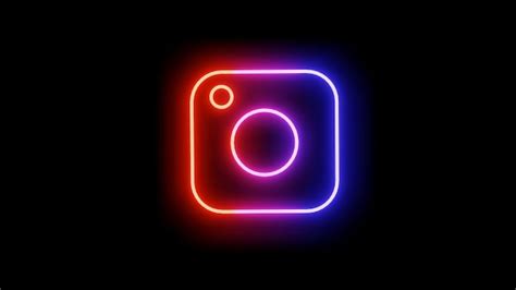 Premium Photo | Neon glowing instagram logo image on black background