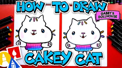 How To Draw Cakey Cat From Gabby's Dollhouse - Art For Kids Hub