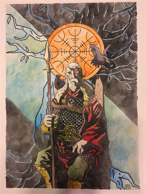 "Odin - The Allfather, Water Color, 13X17" : r/Art