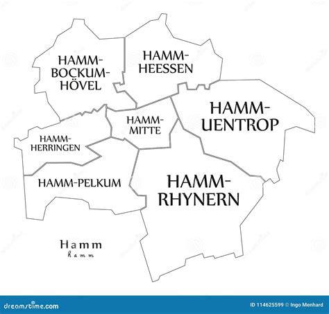 Hamm Map With Boroughs And Modern Round Shapes Cartoon Vector ...