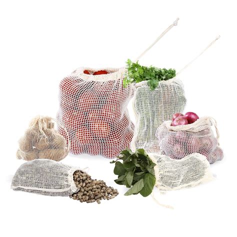 Cotton mesh produce bags-100% Organic Cotton Reusable Mesh Bag,Mesh drawstring Bag, Reusable ...