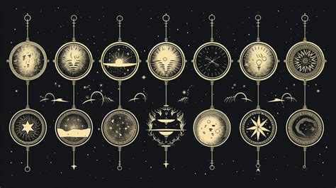 Premium AI Image | illustration set of moon phases different style on ...