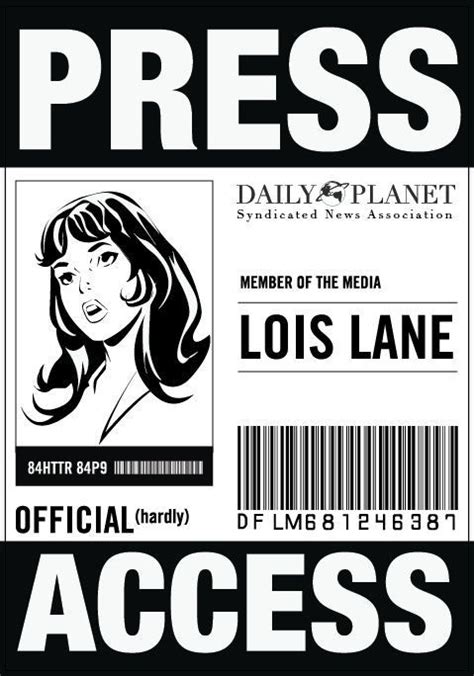 Daily Planet Press Pass Template Free Printable Press Pass for Lois ...