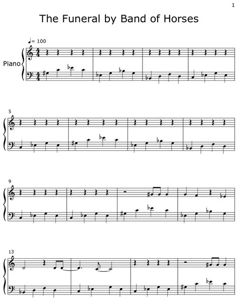 The Funeral by Band of Horses - Sheet music for Piano