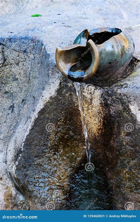 Clay Jug,water is Drop from Clay Jug in the Garden Stock Image - Image of garden, movement ...