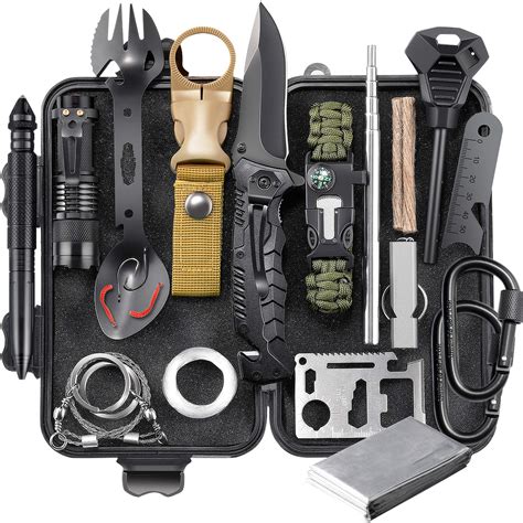 EILIKS Survival Gear Kit, Emergency EDC Survival Tools 24 in 1 SOS Earthquake Aid Equipment ...