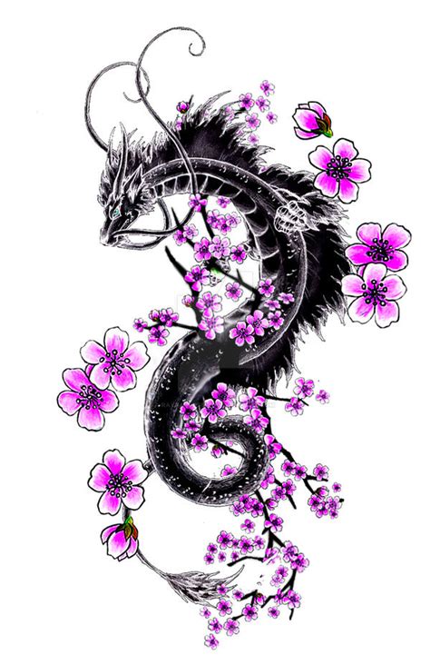 Dragon And Sakura Branch by rayrayloser11 on DeviantArt