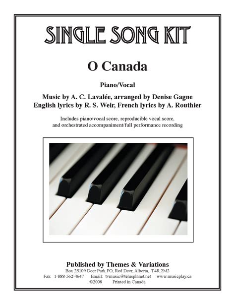 O Canada Single Song Kit Download | Themes and Variations USA